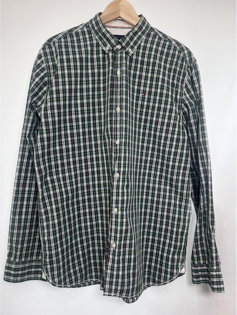 Tommy Hilfiger Long Sleeve Plaid Button-Down Shirt Boy's XXL Green